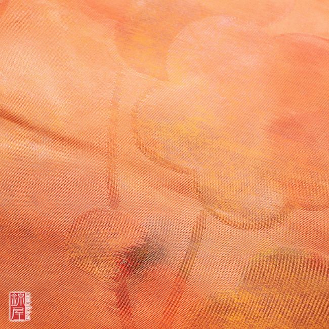 正絹名古屋帯　六通柄 橙地に花柄_画像5