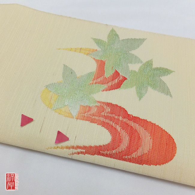 正絹　紬　名古屋帯　太鼓柄_画像7