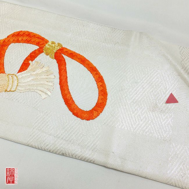 正絹　九寸名古屋帯　太鼓柄 金・銀地に古典柄_画像8