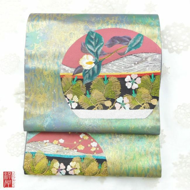 正絹　反物　袋帯　六通柄　西陣織　泥七宝　美品_画像1