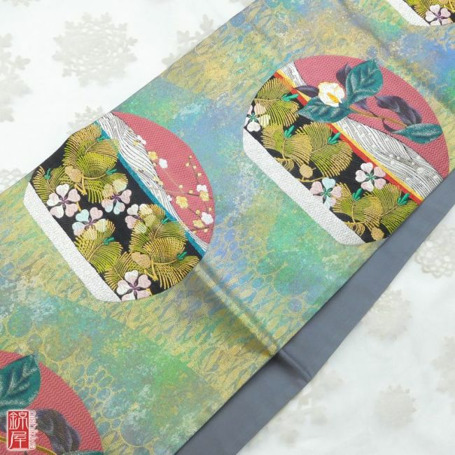 正絹　反物　袋帯　六通柄　西陣織　泥七宝　美品_画像4