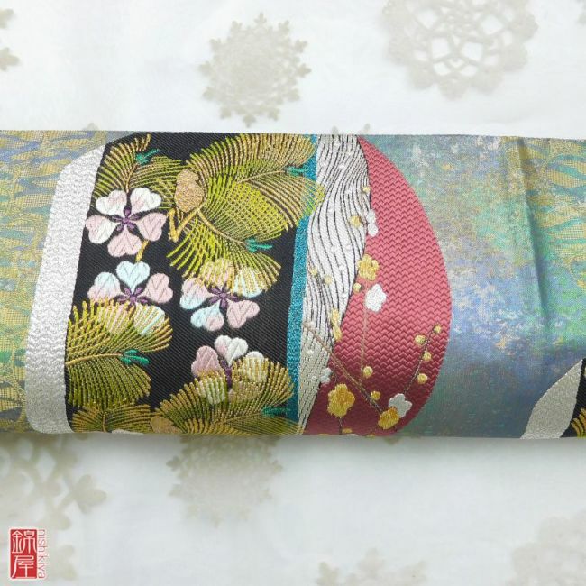 正絹　反物　袋帯　六通柄　西陣織　泥七宝　美品_画像6