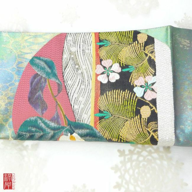 正絹　反物　袋帯　六通柄　西陣織　泥七宝　美品_画像8