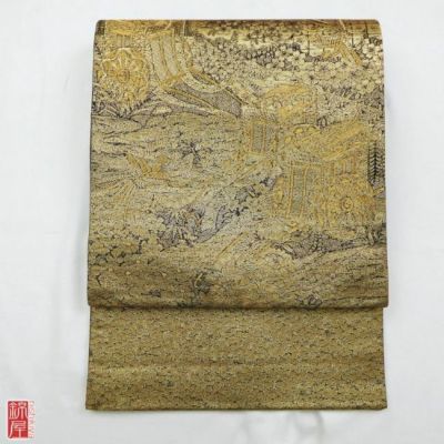 正絹　袋帯　太鼓柄