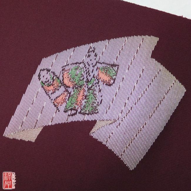 化繊　反物　八寸名古屋帯　太鼓柄　西陣織　証紙付き　良品_画像9