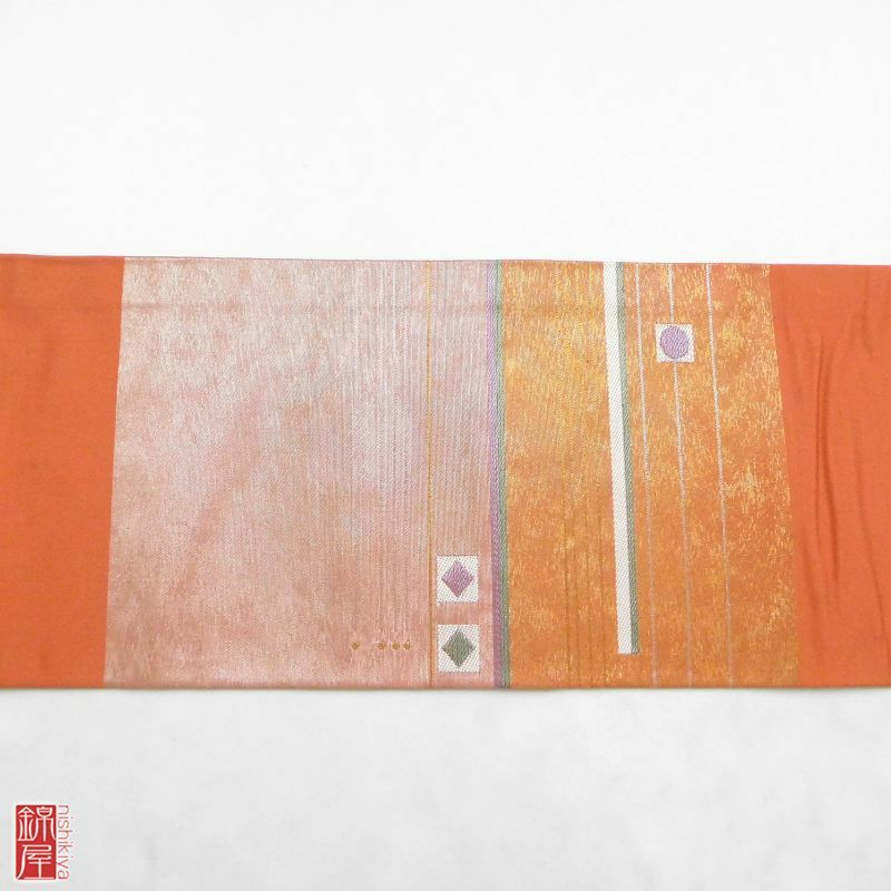 九寸名古屋帯 名古屋仕立て 太鼓柄 正絹 美品_画像7