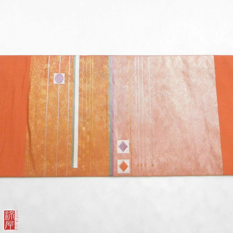 九寸名古屋帯 名古屋仕立て 太鼓柄 正絹 美品_画像9