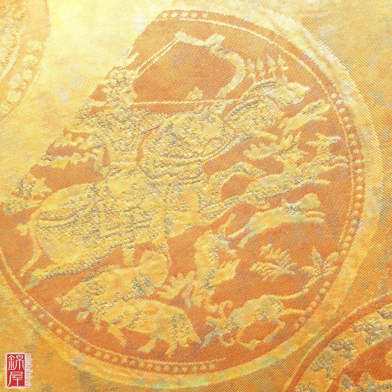 袋帯 「青銅箔」 引箔 六通柄 正絹 良品_画像4