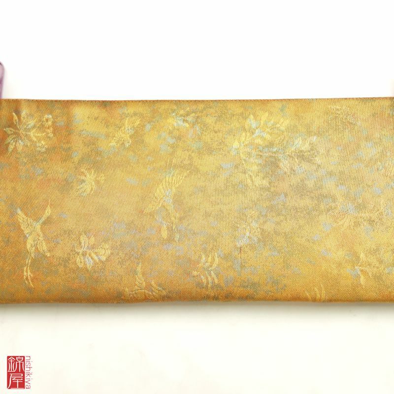 袋帯 「青銅箔」 引箔 六通柄 正絹 良品_画像8