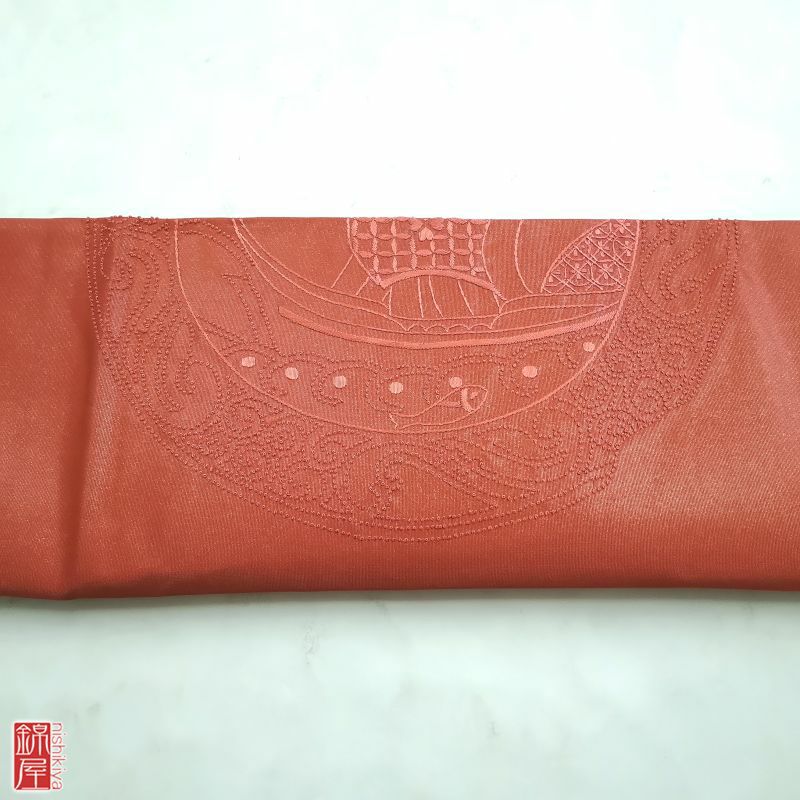 袋帯 相良刺繍 太鼓柄 正絹 美品_画像10
