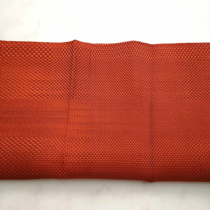 八寸名古屋帯 全通柄 松葉仕立て 正絹 美品 橙地にチェック・格子柄_画像9