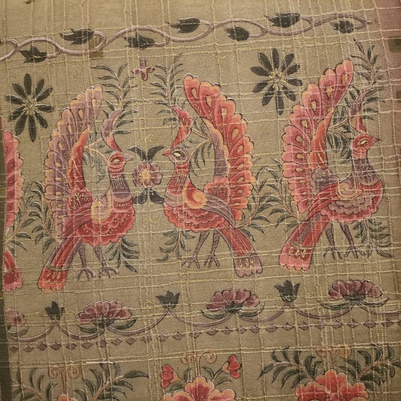 袋帯 全通柄 正絹 良品 茶地に花柄・チェック・格子柄 一般用_画像4