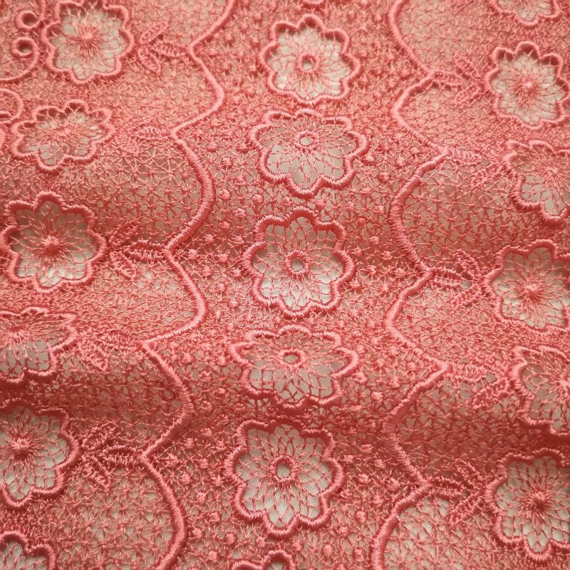 レースショール 春夏用 良品 ピンク地に花柄_画像5