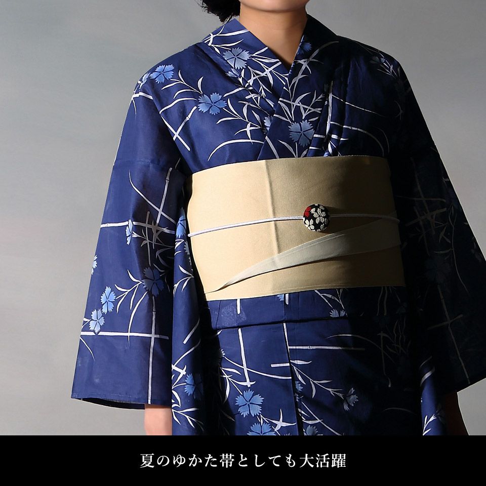 帯 半幅帯 ベージュ 生成り リバーシブル 袴下帯 浴衣帯 洗える_画像7