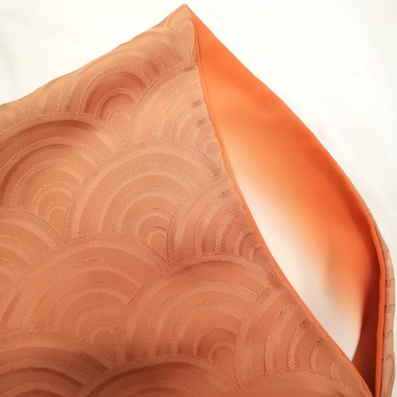 附下小紋 正絹 橙地に流水・波柄_画像5