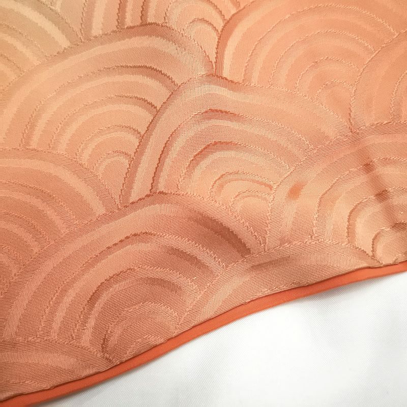 附下小紋 正絹 橙地に流水・波柄_画像10