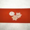 八寸名古屋帯 太鼓柄 名古屋仕立て レーヨン 良品 橙地に花柄・木の葉・植物柄_画像8