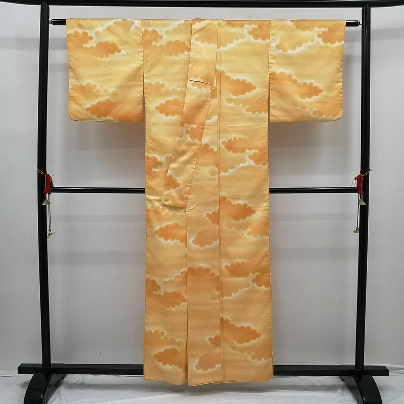 化繊小紋 橙色地に雲柄_画像2