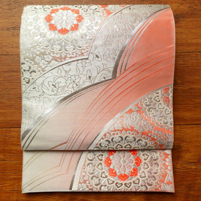 袋帯 六通柄 美品 フォーマル用 正絹 幾何学柄・抽象柄 ピンク_画像1