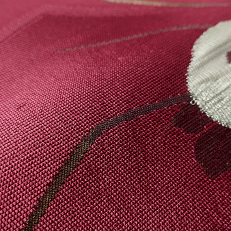 名古屋帯 太鼓柄 正絹 花柄 名古屋仕立て 紫・藤色_画像3