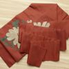 名古屋帯 刺繍 太鼓柄 正絹 花柄 名古屋仕立て 小豆・エンジ_画像14