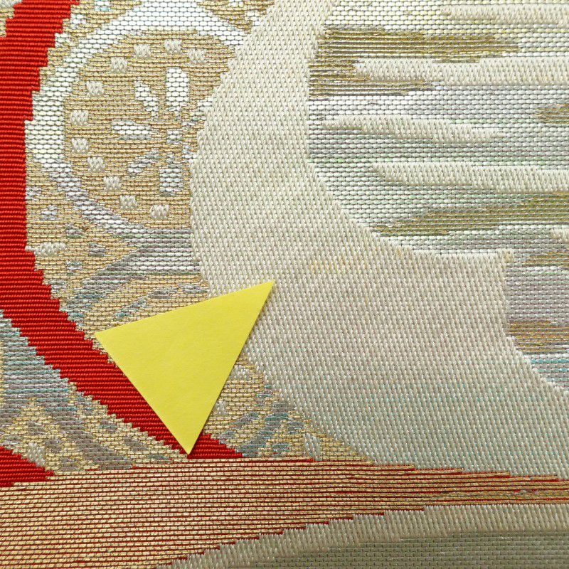 名古屋帯 六通柄 正絹 幾何学柄・抽象柄 名古屋仕立て 赤・朱_画像7