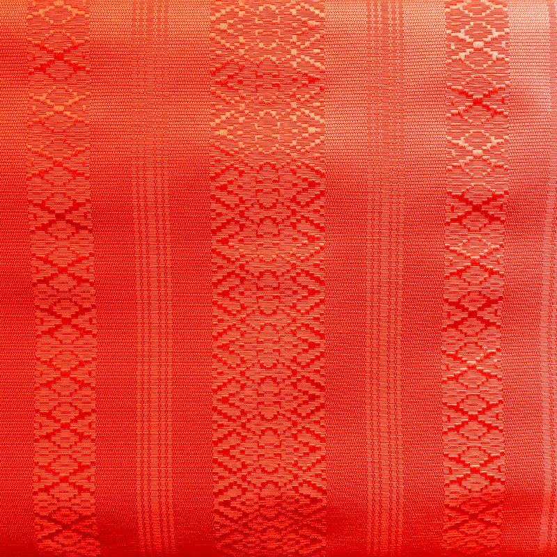 名古屋帯 正絹 縞柄・線柄 通し仕立て 赤・朱_画像2