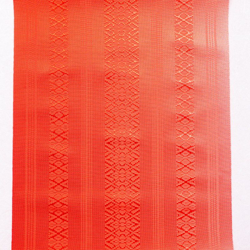 名古屋帯 正絹 縞柄・線柄 通し仕立て 赤・朱_画像5