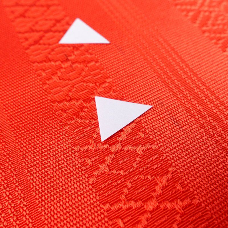 名古屋帯 正絹 縞柄・線柄 通し仕立て 赤・朱_画像6