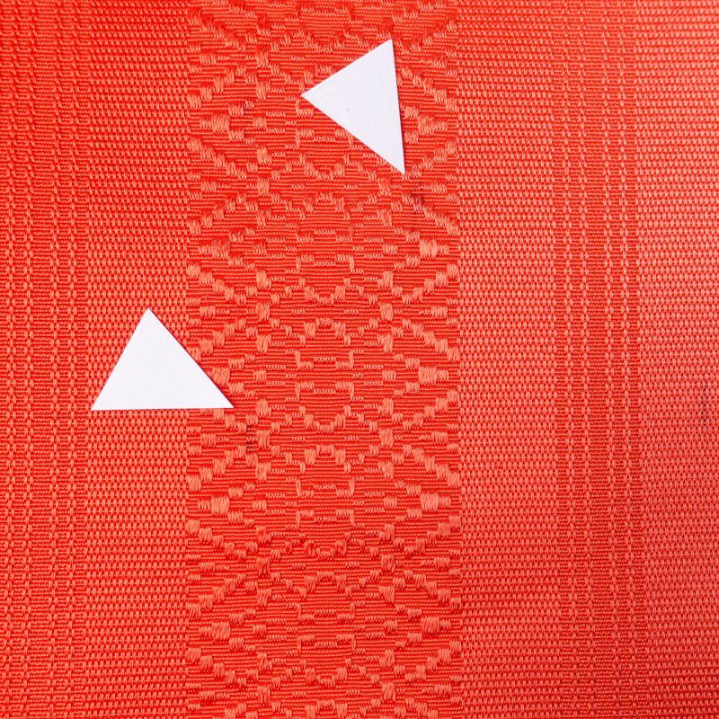 名古屋帯 正絹 縞柄・線柄 通し仕立て 赤・朱_画像7