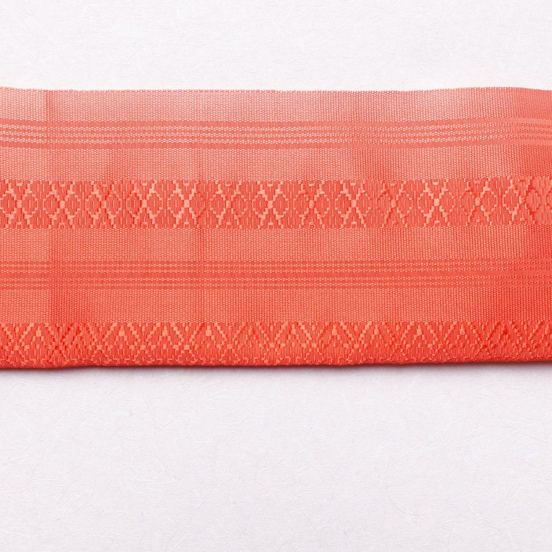 名古屋帯 正絹 縞柄・線柄 通し仕立て 赤・朱_画像10