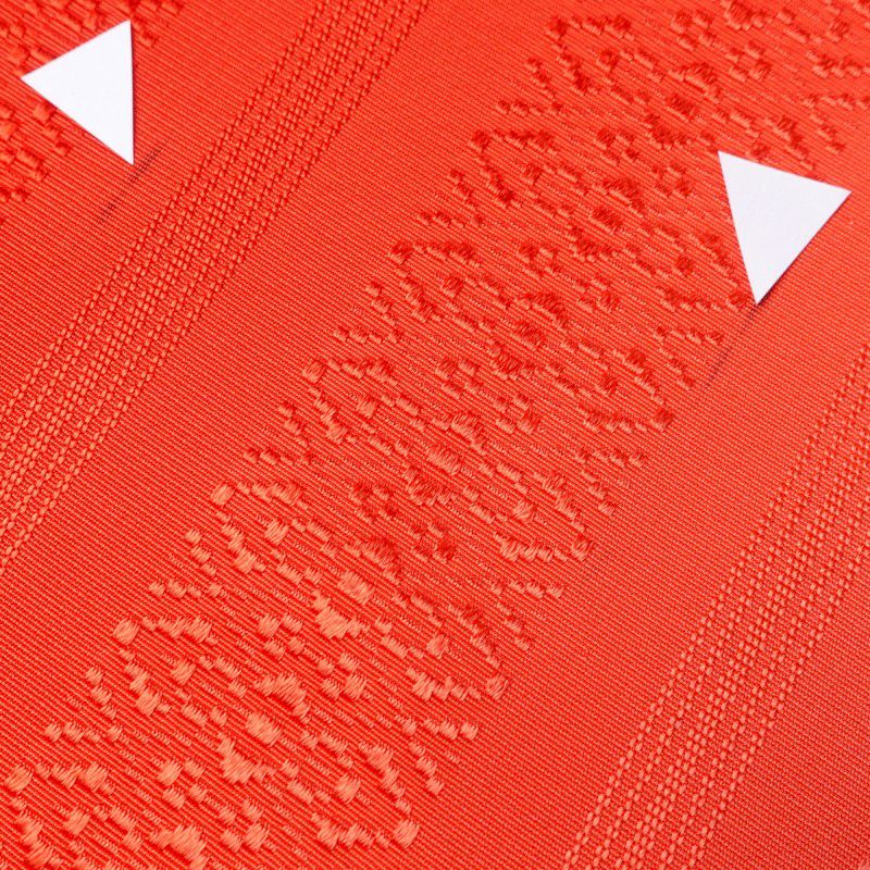 名古屋帯 正絹 縞柄・線柄 通し仕立て 赤・朱_画像11