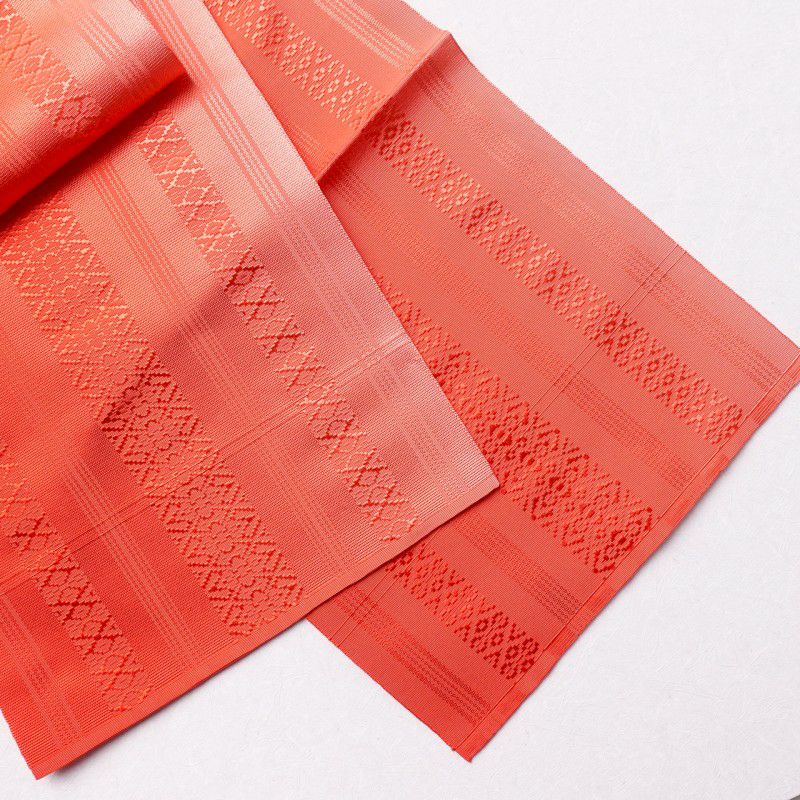 名古屋帯 正絹 縞柄・線柄 通し仕立て 赤・朱_画像12