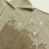 訪問着 縮緬 一つ紋 銀箔 刺繍 落款入り 共八掛 正絹 木の葉・植物柄 袷 緑・うぐいす色_画像15