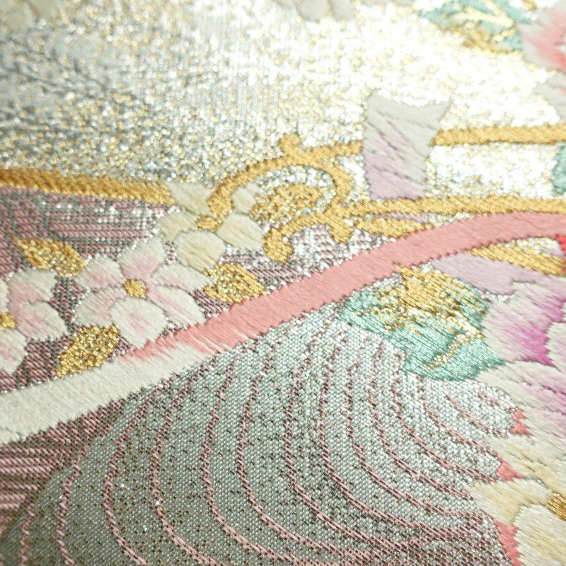 帯反物 フォーマル用 正絹 古典柄 金・銀_画像5