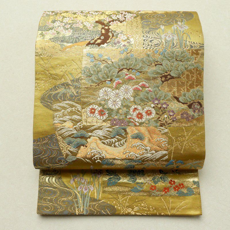 袋帯 六通柄 美品 フォーマル用 正絹 古典柄 金・銀_画像1