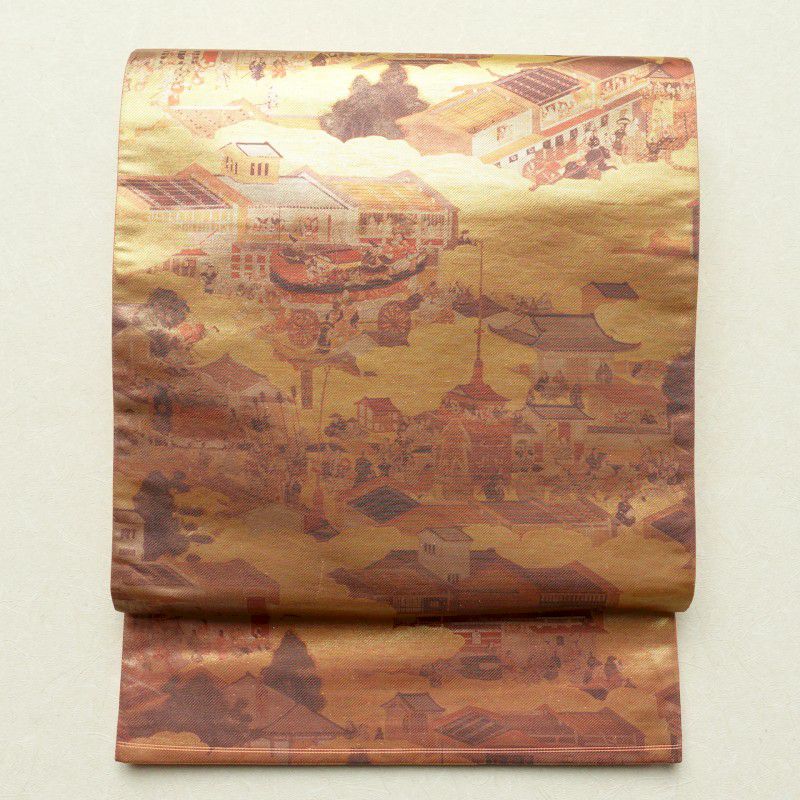 袋帯 六通柄 良品 フォーマル用 正絹 風景柄 金・銀_画像1