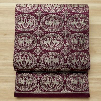 袋帯 六通柄 一般用 正絹 幾何学柄・抽象柄 紫・藤色