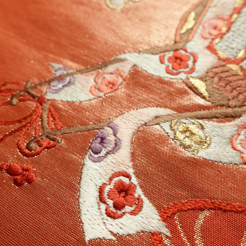 袋帯 六通柄 フォーマル用 正絹 流水・波柄 橙_画像6