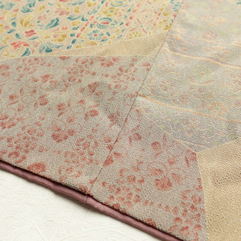 小紋 縮緬 正絹 幾何学柄・抽象柄 袷仕立て ベージュ_画像14