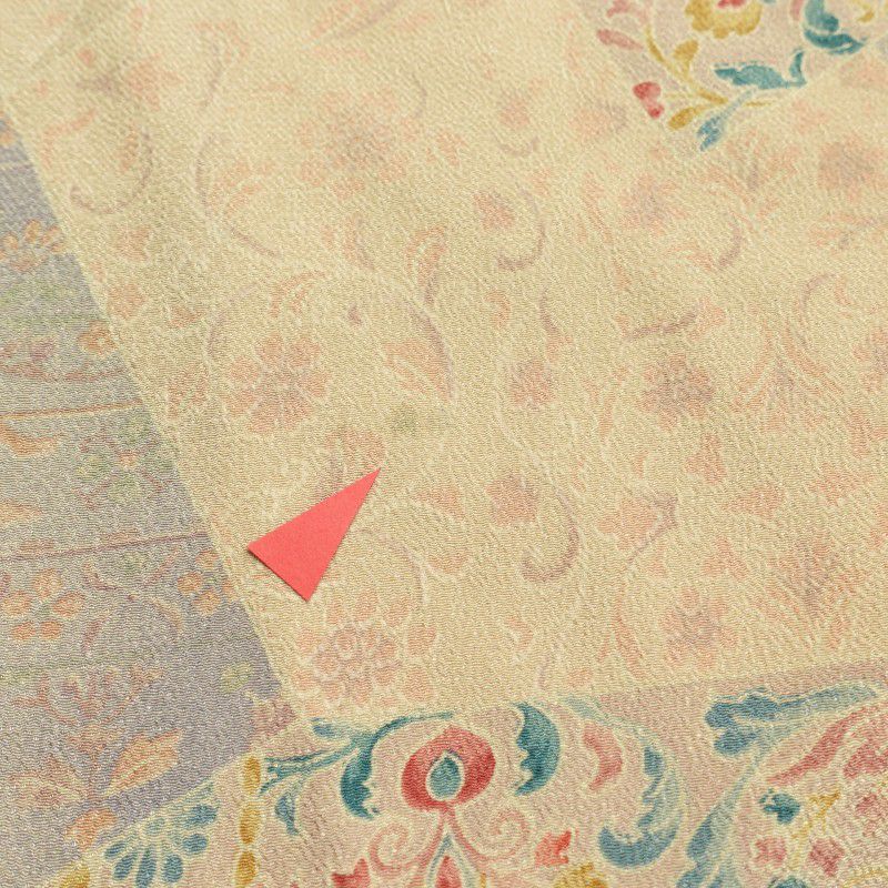 小紋 縮緬 正絹 幾何学柄・抽象柄 袷仕立て ベージュ_画像30