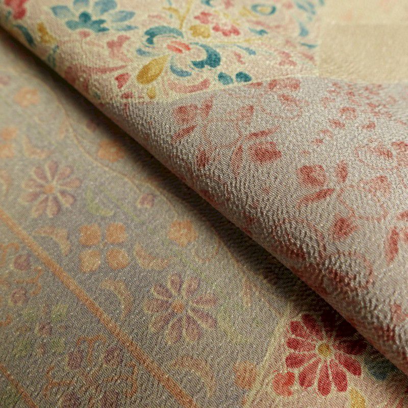 小紋 縮緬 正絹 幾何学柄・抽象柄 袷仕立て ベージュ_画像35