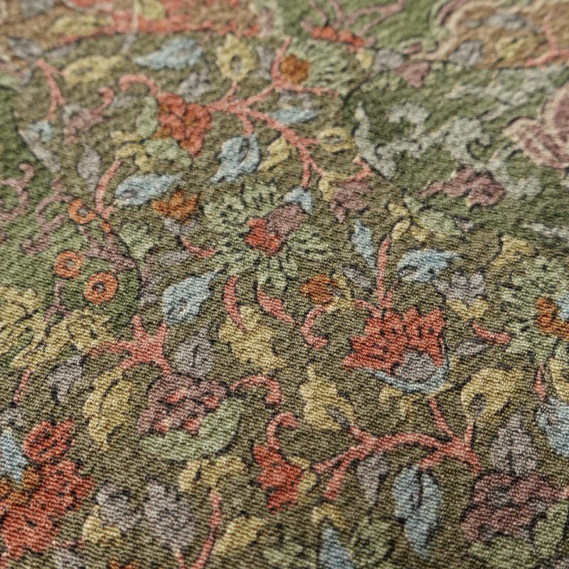 小紋 美品 縮緬 しつけ糸付き 正絹 幾何学柄・抽象柄 袷仕立て 緑・うぐいす色_画像8