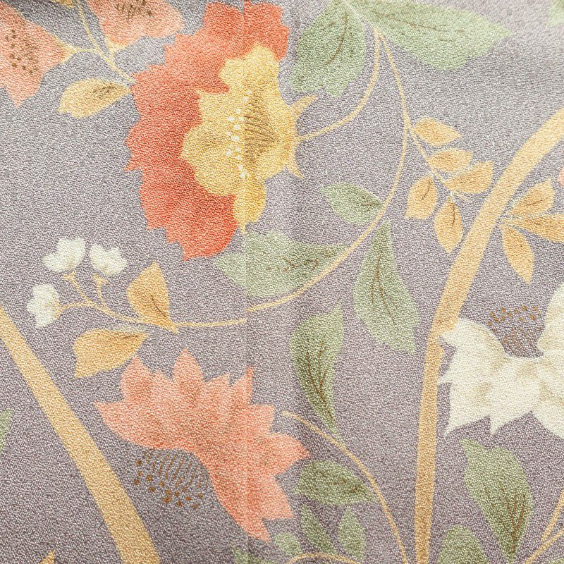 小紋 付下げ小紋 梨地 ポリエステル 花柄 袷仕立て 紫・藤色_画像16