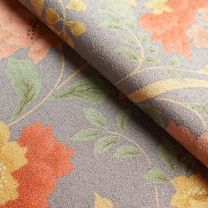 小紋 付下げ小紋 梨地 ポリエステル 花柄 袷仕立て 紫・藤色_画像35