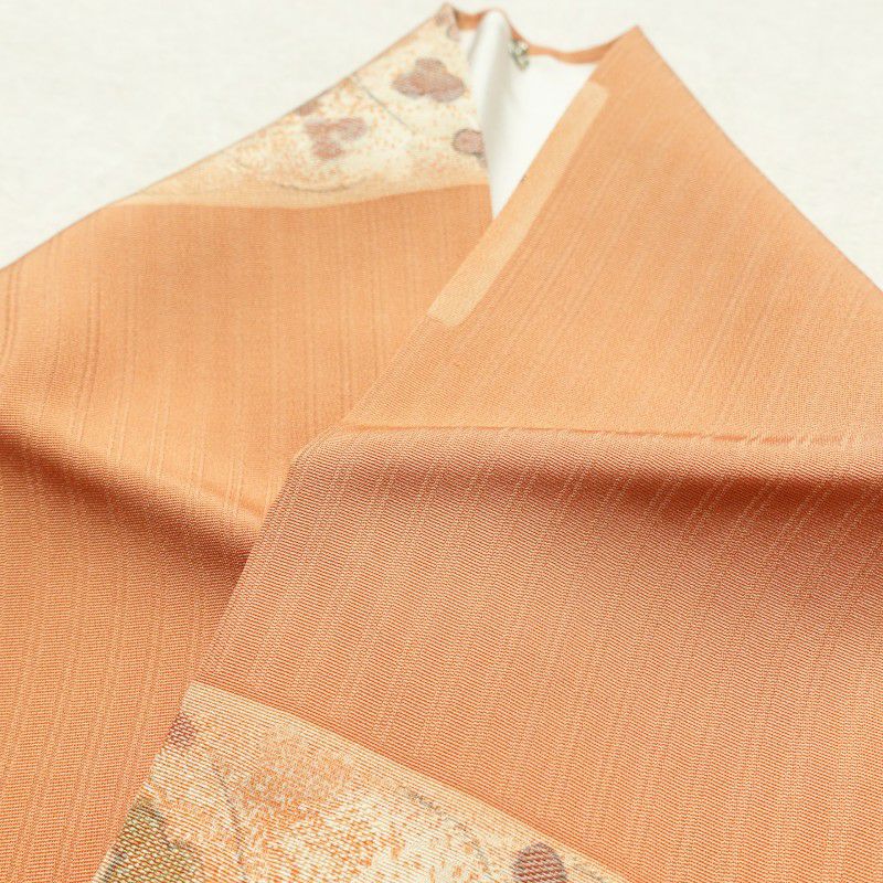 小紋 柄生かし染め 美品 正絹 花柄 袷仕立て 橙_画像22
