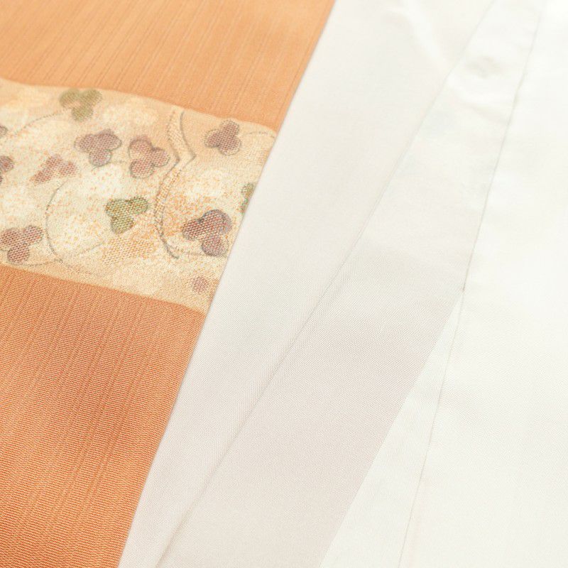 小紋 柄生かし染め 美品 正絹 花柄 袷仕立て 橙_画像23