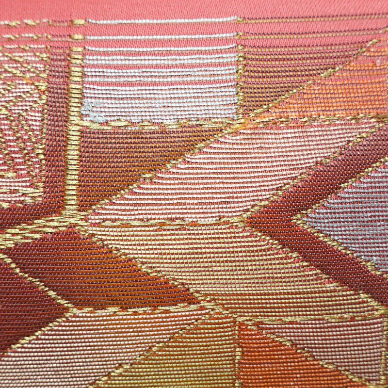 名古屋帯 太鼓柄 混紡 幾何学柄・抽象柄 松葉仕立て ピンク_画像4