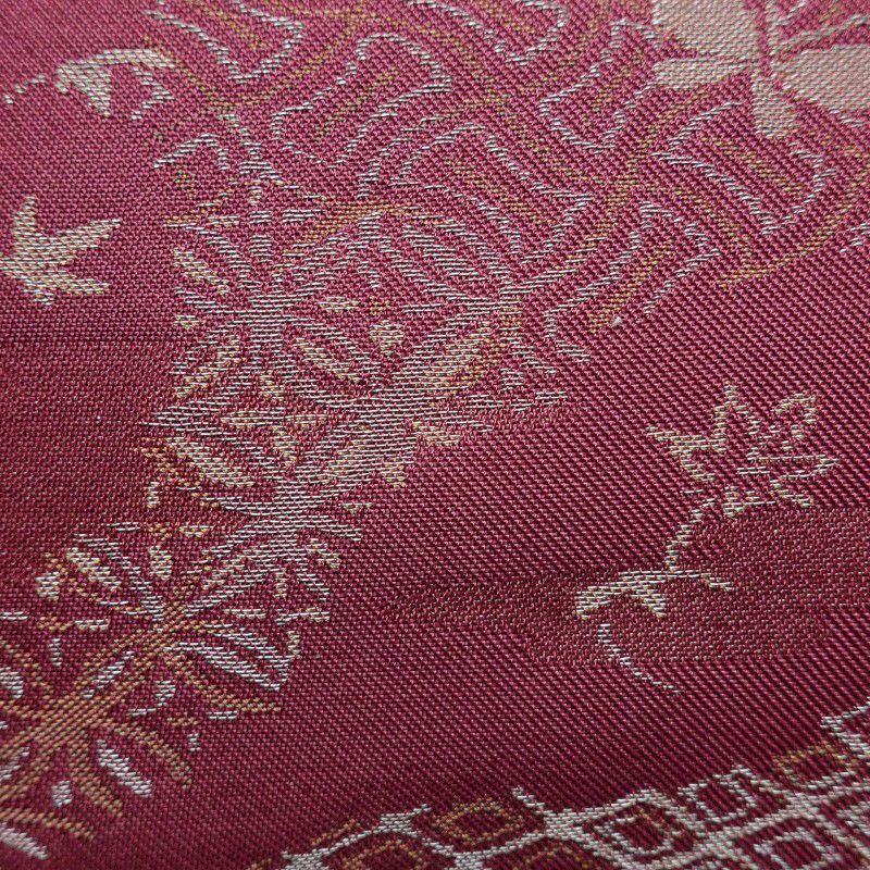 名古屋帯 六通柄 ポリエステル 古典柄 松葉仕立て 紫・藤色_画像6