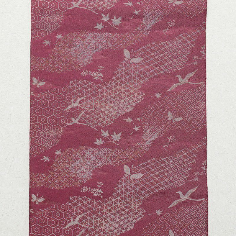 名古屋帯 六通柄 ポリエステル 古典柄 松葉仕立て 紫・藤色_画像10